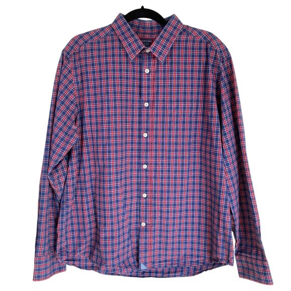UnTUCKit Mens XL Luzon Mens Blue & Red Plaid Preppy Classic Button Down Shirt - Picture 1 of 8